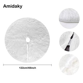 Foto 3 | Falda De Felpa Con Forma De Árbol De Navidad Amidaky, Piel Sintética Blanca Como La Nieve, 122 Cm - Venta Internaciona