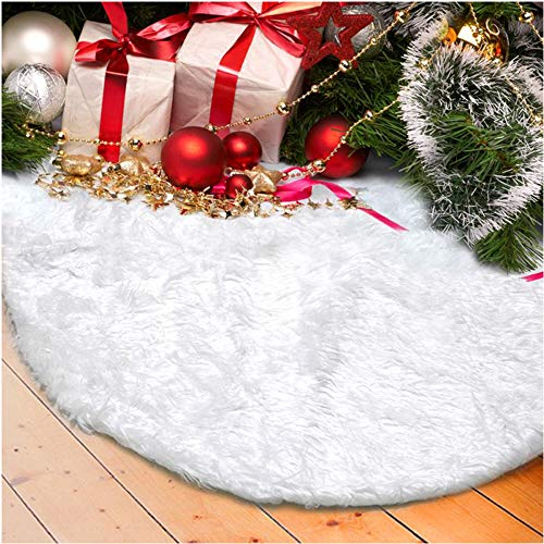 Foto 7 pulgar | Falda De Felpa Con Forma De Árbol De Navidad Amidaky, Piel Sintética Blanca Como La Nieve, 122 Cm - Venta Internaciona