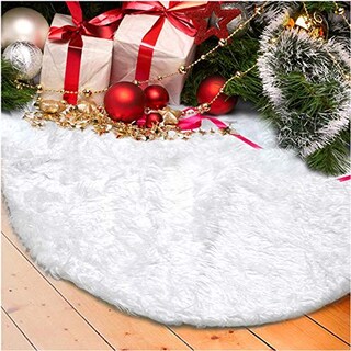 Foto 6 | Falda De Felpa Con Forma De Árbol De Navidad Amidaky, Piel Sintética Blanca Como La Nieve, 122 Cm - Venta Internaciona
