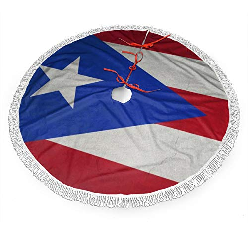 Foto 3 pulgar | Falda Para Árbol De Navidad Ghygty, Bandera De Puerto Rico, 122 Cm, Con Borla - Venta Internacional.