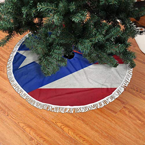 Foto 4 pulgar | Falda Para Árbol De Navidad Ghygty, Bandera De Puerto Rico, 122 Cm, Con Borla - Venta Internacional.