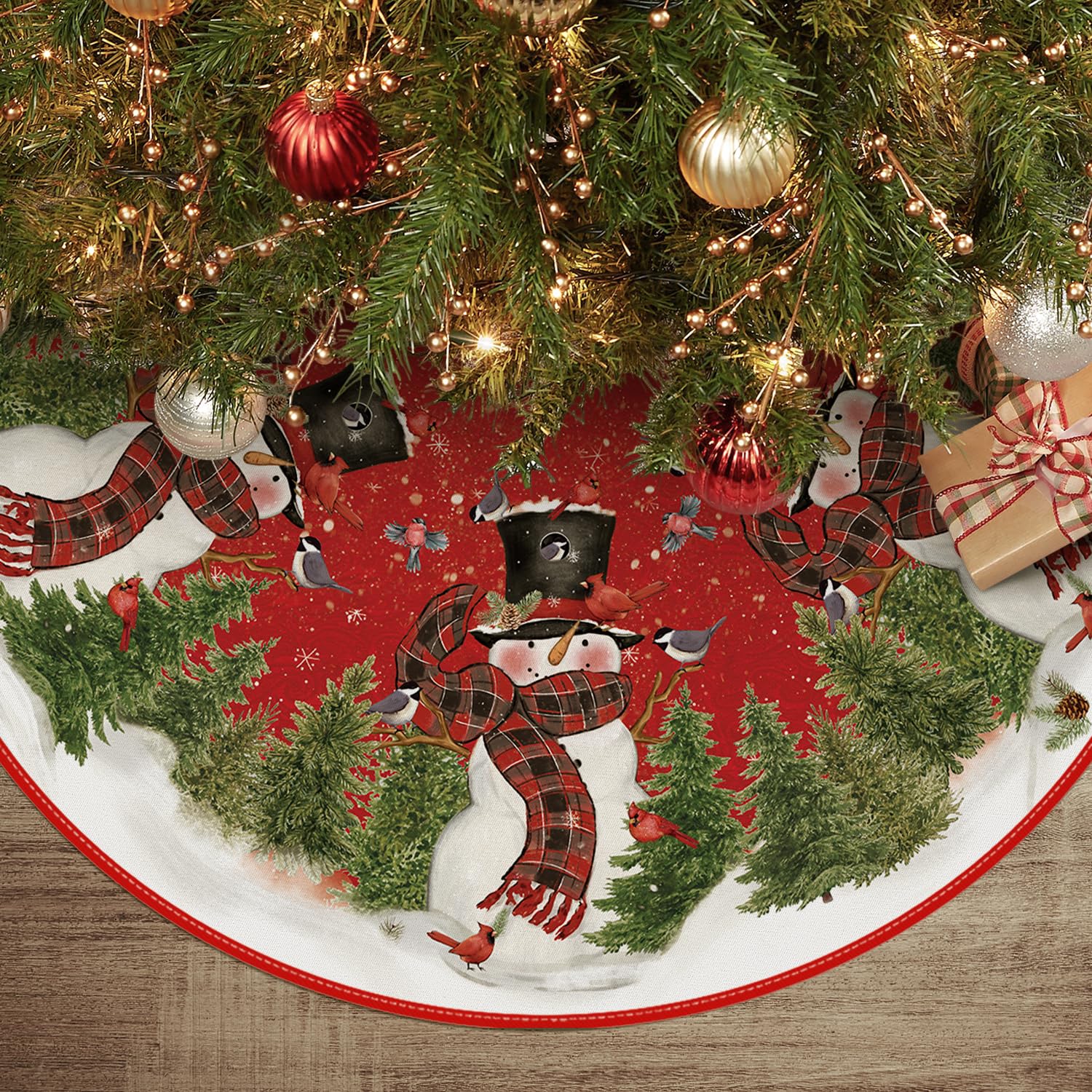 Falda Para Árbol De Navidad Avoin Colorlife Cardinals Cedar Snowman - Venta Internacional. $575