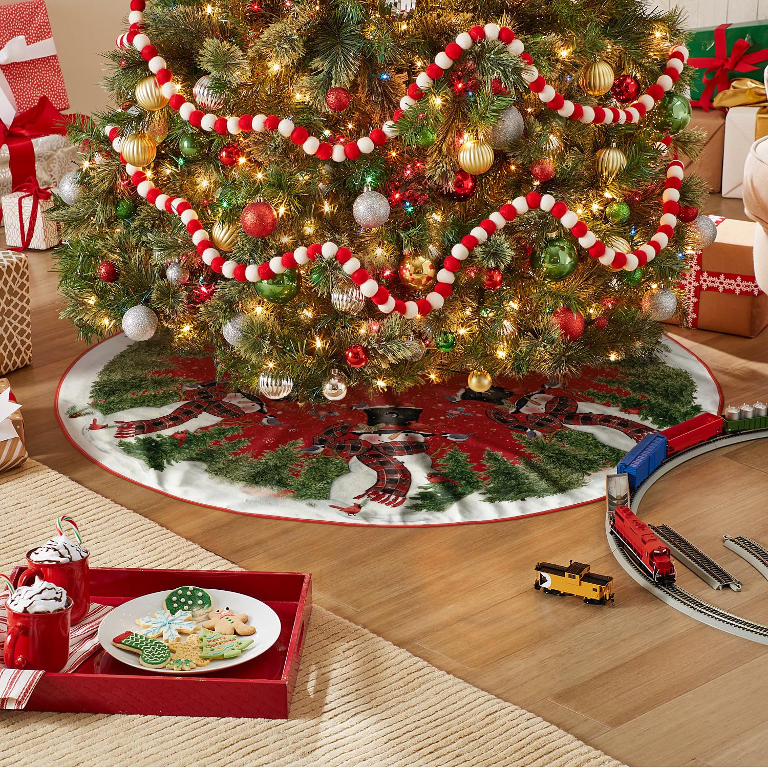 Foto 5 pulgar | Falda Para Árbol De Navidad Avoin Colorlife Cardinals Cedar Snowman - Venta Internacional.