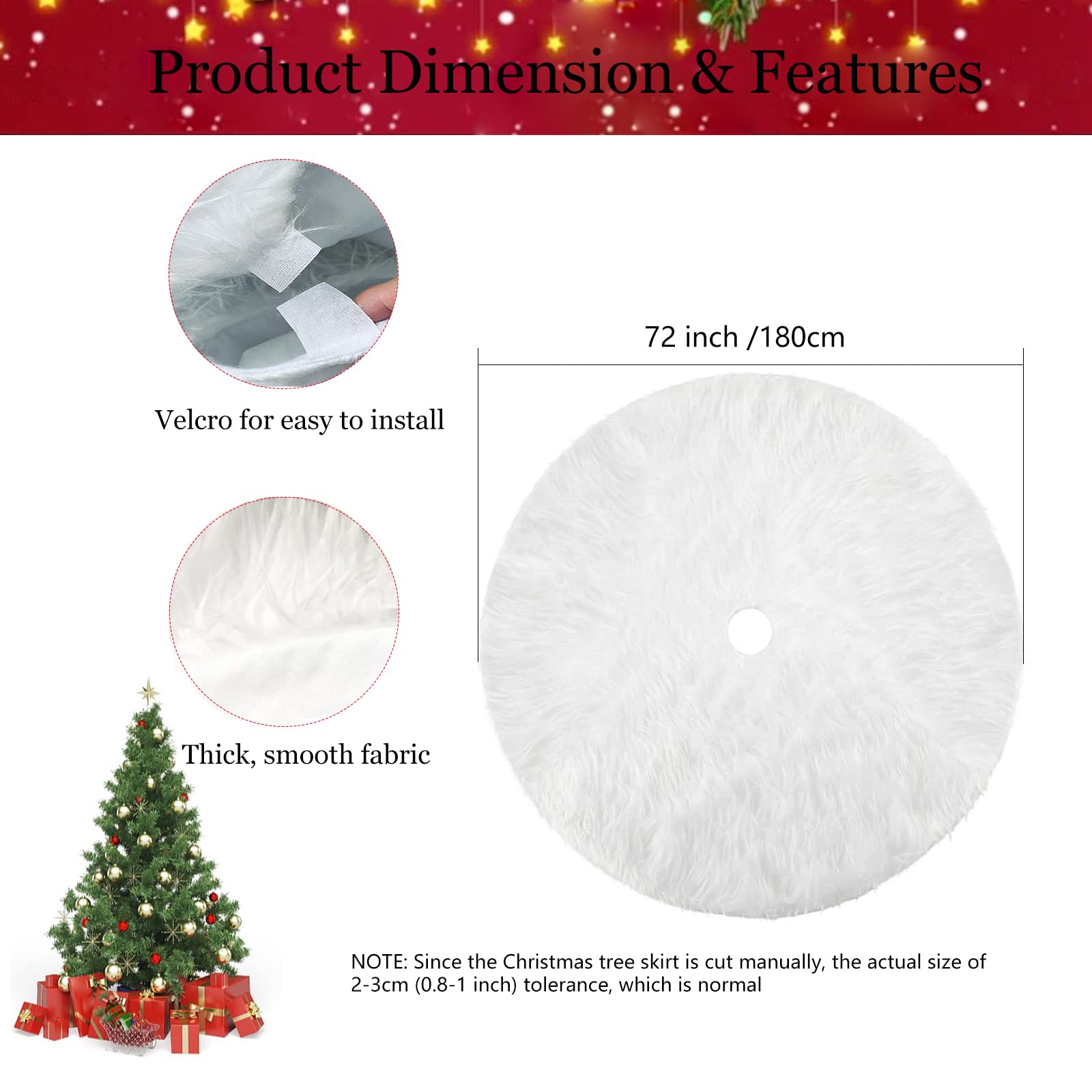 Foto 3 pulgar | Falda Ikape Para Árbol De Navidad, Extra Grande, 180 Cm, Piel Sintética - Venta Internacional.