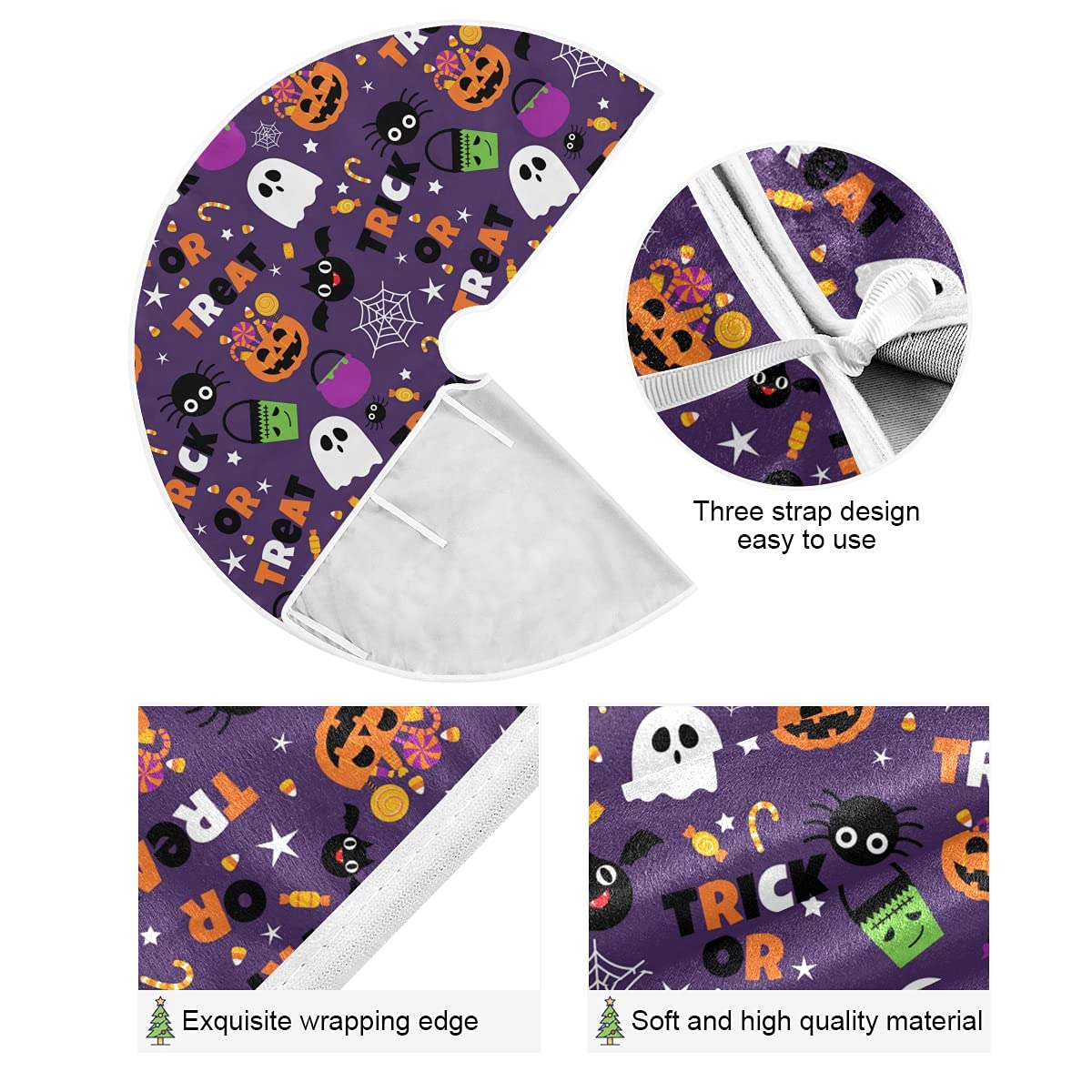 Foto 3 pulgar | Falda Para Árbol De Navidad Wamika, Color Morado, Calabaza, Poliéster - Venta Internacional.