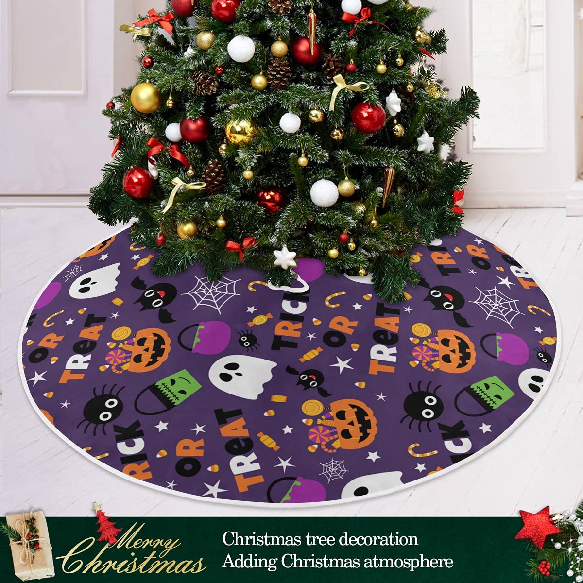 Foto 7 pulgar | Falda Para Árbol De Navidad Wamika, Color Morado, Calabaza, Poliéster - Venta Internacional.