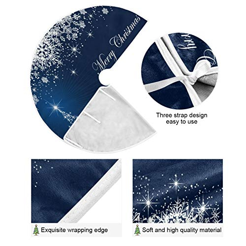 Foto 3 pulgar | Falda De Árbol De Navidad Attx Con Forma De Copos De Nieve Azules Para Invierno, 120 Cm - Venta Internacional.