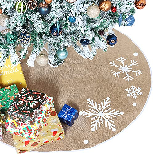 Foto 1 | Falda De Árbol De Navidad Joiedomi Con Forma De Copo De Nieve De Arpillera, 48 Cm - Venta Internacional.