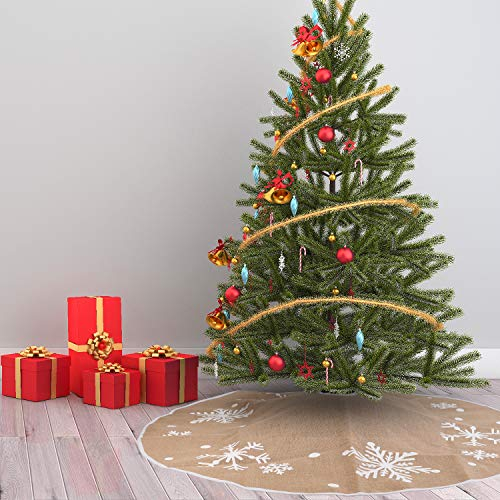 Foto 3 pulgar | Falda De Árbol De Navidad Joiedomi Con Forma De Copo De Nieve De Arpillera, 48 Cm - Venta Internacional.