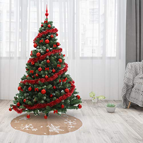 Foto 3 | Falda De Árbol De Navidad Joiedomi Con Forma De Copo De Nieve De Arpillera, 48 Cm - Venta Internacional.