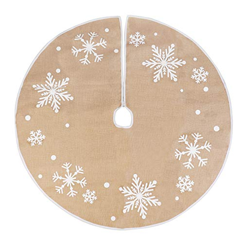 Foto 5 pulgar | Falda De Árbol De Navidad Joiedomi Con Forma De Copo De Nieve De Arpillera, 48 Cm - Venta Internacional.