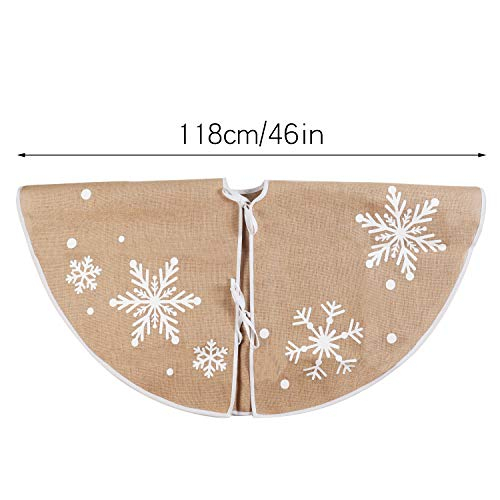 Foto 7 | Falda De Árbol De Navidad Joiedomi Con Forma De Copo De Nieve De Arpillera, 48 Cm - Venta Internacional.