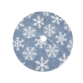 Foto 1 | Faldón Para Árbol De Navidad Huoguo, Estampado De Nieve De Terciopelo Azul, 90 Cm - Venta Internacional.