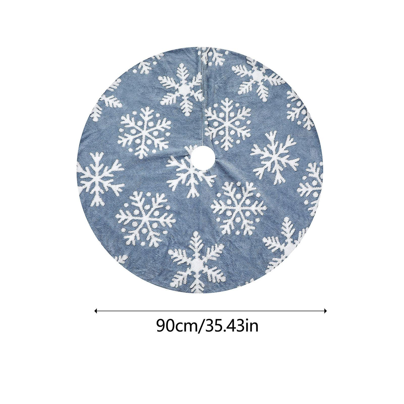 Foto 2 | Faldón Para Árbol De Navidad Huoguo, Estampado De Nieve De Terciopelo Azul, 90 Cm - Venta Internacional.