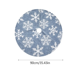 Foto 2 | Faldón Para Árbol De Navidad Huoguo, Estampado De Nieve De Terciopelo Azul, 90 Cm - Venta Internacional.