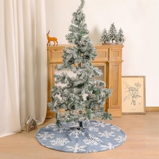 Foto 3 | Faldón Para Árbol De Navidad Huoguo, Estampado De Nieve De Terciopelo Azul, 90 Cm - Venta Internacional.