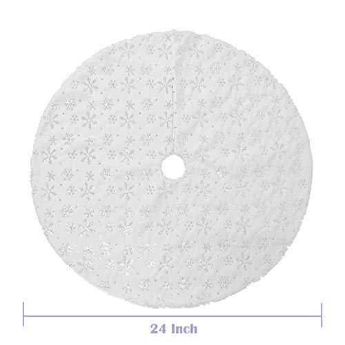 Foto 2 | Falda Xamshor Con Lentejuelas Para Árbol De Navidad, Piel Sintética Blanca, 60 Cm - Venta Internacional.