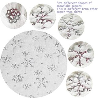 Foto 3 | Falda Xamshor Con Lentejuelas Para Árbol De Navidad, Piel Sintética Blanca, 60 Cm - Venta Internacional.
