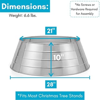 Foto 3 | Collar Para Árbol De Navidad Birdrock Home, 4 Paneles, Metal Plateado - Venta Internacional.