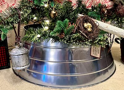 Foto 6 | Collar Para Árbol De Navidad Birdrock Home, 4 Paneles, Metal Plateado - Venta Internacional.