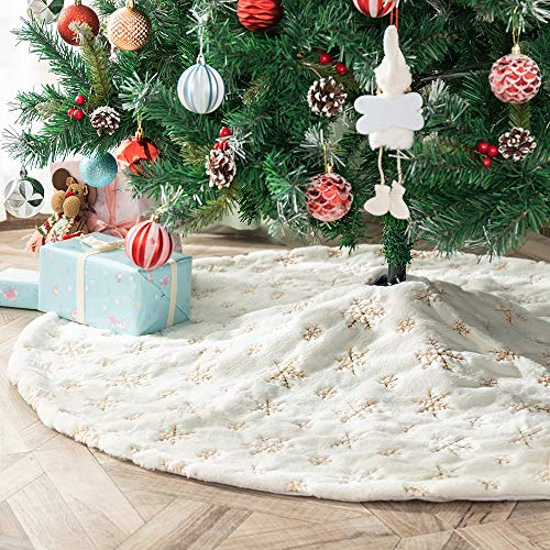 Foto 3 pulgar | Falda Para Árbol De Navidad Amidaky, Piel Sintética Blanca, 90 Cm De Diámetro - Venta Internacional.