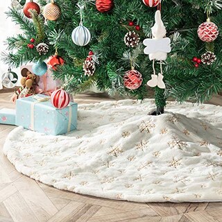 Foto 2 | Falda Para Árbol De Navidad Amidaky, Piel Sintética Blanca, 90 Cm De Diámetro - Venta Internacional.