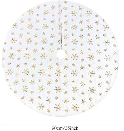 Foto 5 pulgar | Falda Para Árbol De Navidad Amidaky, Piel Sintética Blanca, 90 Cm De Diámetro - Venta Internacional.