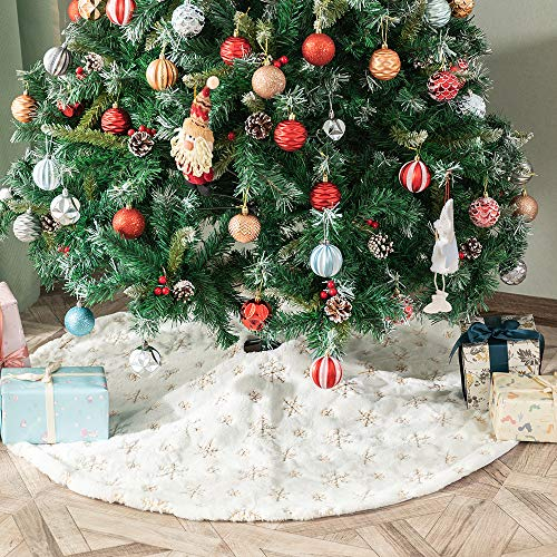 Foto 6 pulgar | Falda Para Árbol De Navidad Amidaky, Piel Sintética Blanca, 90 Cm De Diámetro - Venta Internacional.