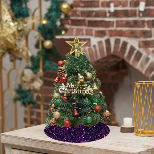 Foto 5 pulgar | Falda Para Árbol De Navidad Fuhsy, Lentejuelas De Terciopelo Morado, 53 Cm - Venta Internacional.