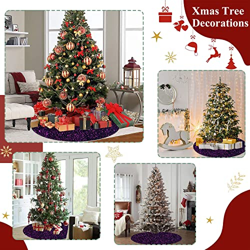 Foto 6 | Falda Para Árbol De Navidad Fuhsy, Lentejuelas De Terciopelo Morado, 53 Cm - Venta Internacional.