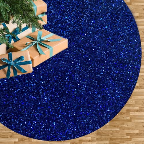 Foto 2 pulgar | Falda Para Árbol De Navidad Fuhsy, Terciopelo Con Lentejuelas, 117 Cm, Color Azul Real - Venta Internacional.