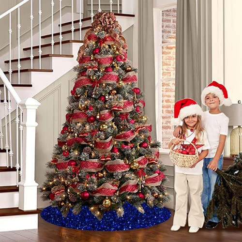 Foto 6 pulgar | Falda Para Árbol De Navidad Fuhsy, Terciopelo Con Lentejuelas, 117 Cm, Color Azul Real - Venta Internacional.