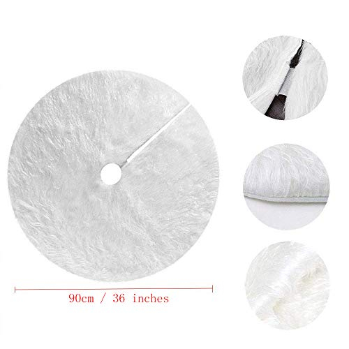 Foto 4 pulgar | Falda Deggod Para Árbol De Navidad, Piel Sintética Blanca, 90 Cm De Diámetro - Venta Internacional.