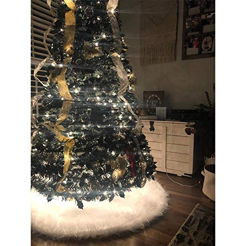 Foto 8 pulgar | Falda Deggod Para Árbol De Navidad, Piel Sintética Blanca, 90 Cm De Diámetro - Venta Internacional.