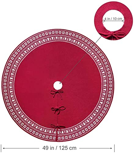 Foto 4 pulgar | Falda De Árbol De Navidad Dremisland Tejida Con Forma De Copo De Nieve, 90 Cm, Color Rojo - Venta Internacional.