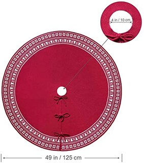 Foto 3 | Falda De Árbol De Navidad Dremisland Tejida Con Forma De Copo De Nieve, 90 Cm, Color Rojo - Venta Internacional.