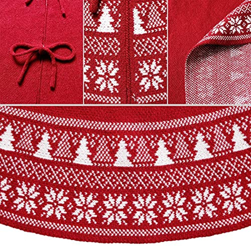 Foto 5 pulgar | Falda De Árbol De Navidad Dremisland Tejida Con Forma De Copo De Nieve, 90 Cm, Color Rojo - Venta Internacional.