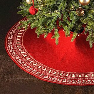 Foto 5 | Falda De Árbol De Navidad Dremisland Tejida Con Forma De Copo De Nieve, 90 Cm, Color Rojo - Venta Internacional.