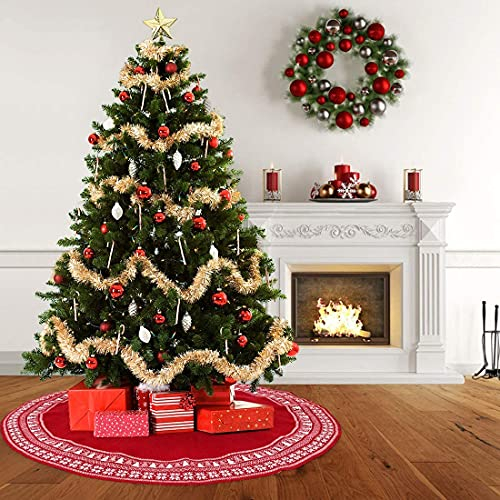 Foto 7 pulgar | Falda De Árbol De Navidad Dremisland Tejida Con Forma De Copo De Nieve, 90 Cm, Color Rojo - Venta Internacional.