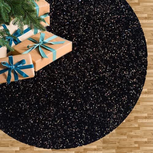 Foto 1 | Falda De Árbol De Navidad Fuhsy Con Lentejuelas De Terciopelo Negro 117 Cm - Venta Internacional.
