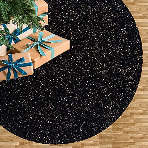 Foto 2 pulgar | Falda De Árbol De Navidad Fuhsy Con Lentejuelas De Terciopelo Negro De 46 Pulgadas - Venta Internacional.
