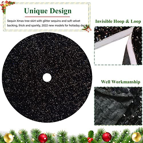 Foto 3 pulgar | Falda De Árbol De Navidad Fuhsy Con Lentejuelas De Terciopelo Negro De 46 Pulgadas - Venta Internacional.