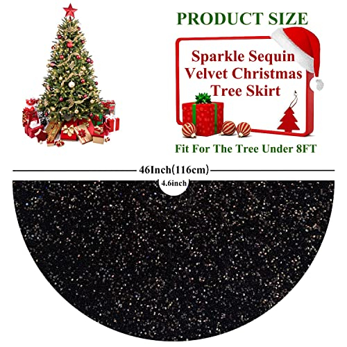 Foto 4 pulgar | Falda De Árbol De Navidad Fuhsy Con Lentejuelas De Terciopelo Negro De 46 Pulgadas - Venta Internacional.
