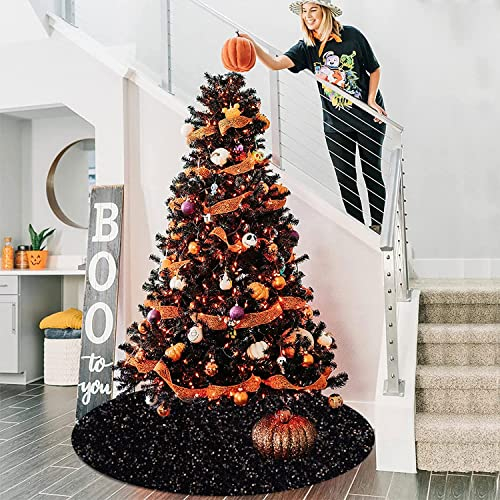 Foto 5 pulgar | Falda De Árbol De Navidad Fuhsy Con Lentejuelas De Terciopelo Negro De 46 Pulgadas - Venta Internacional.