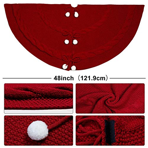 Foto 4 pulgar | Falda Con Forma De Árbol De Navidad, Punto Cálido, 122 Cm, Color Rojo - Venta Internacional.