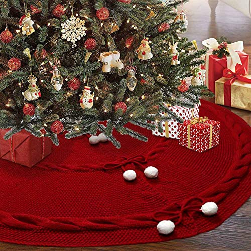 Foto 6 pulgar | Falda Con Forma De Árbol De Navidad, Punto Cálido, 122 Cm, Color Rojo - Venta Internacional.