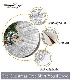 Foto 3 | Falda De Árbol Shinybeauty Con Lentejuelas De 48 Cm, Color Plateado Navideño - Venta Internacional.