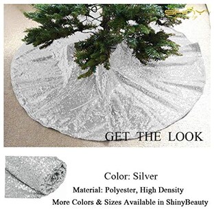 Foto 4 | Falda De Árbol Shinybeauty Con Lentejuelas De 48 Cm, Color Plateado Navideño - Venta Internacional.