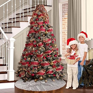 Foto 7 | Falda De Árbol Shinybeauty Con Lentejuelas De 48 Cm, Color Plateado Navideño - Venta Internacional.