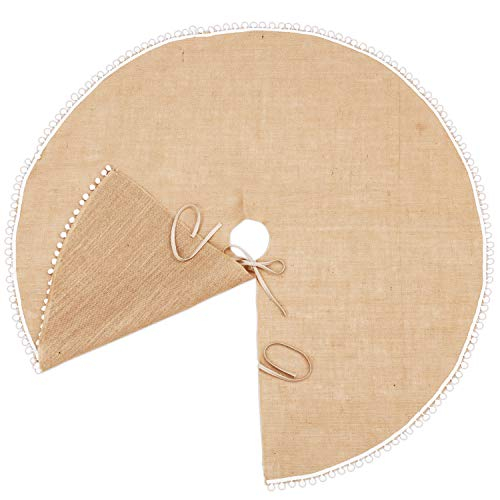 Foto 2 pulgar | Falda De Arpillera Con Capucha Para Árbol De Navidad Con Ribete De Pompones, 122 Cm - Venta Internacional.